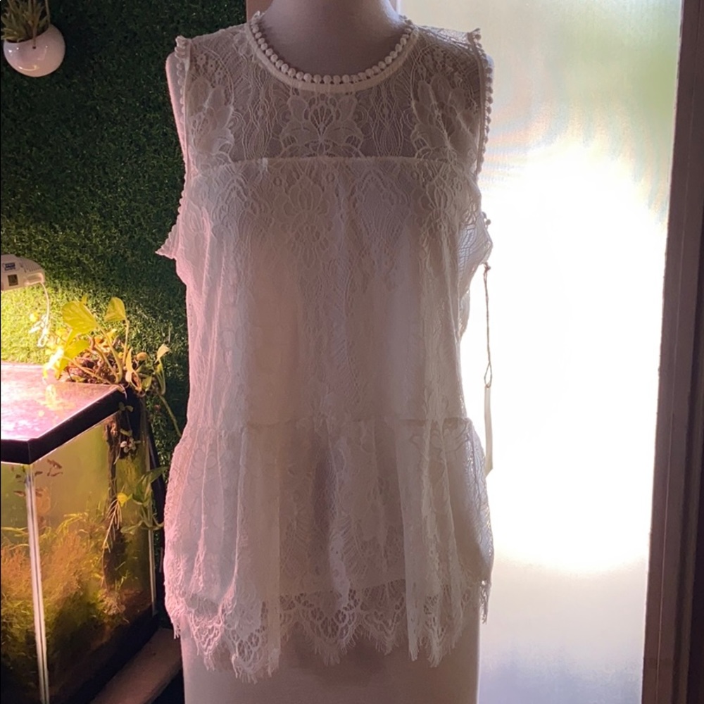 White Lace Blouse with inside Liner